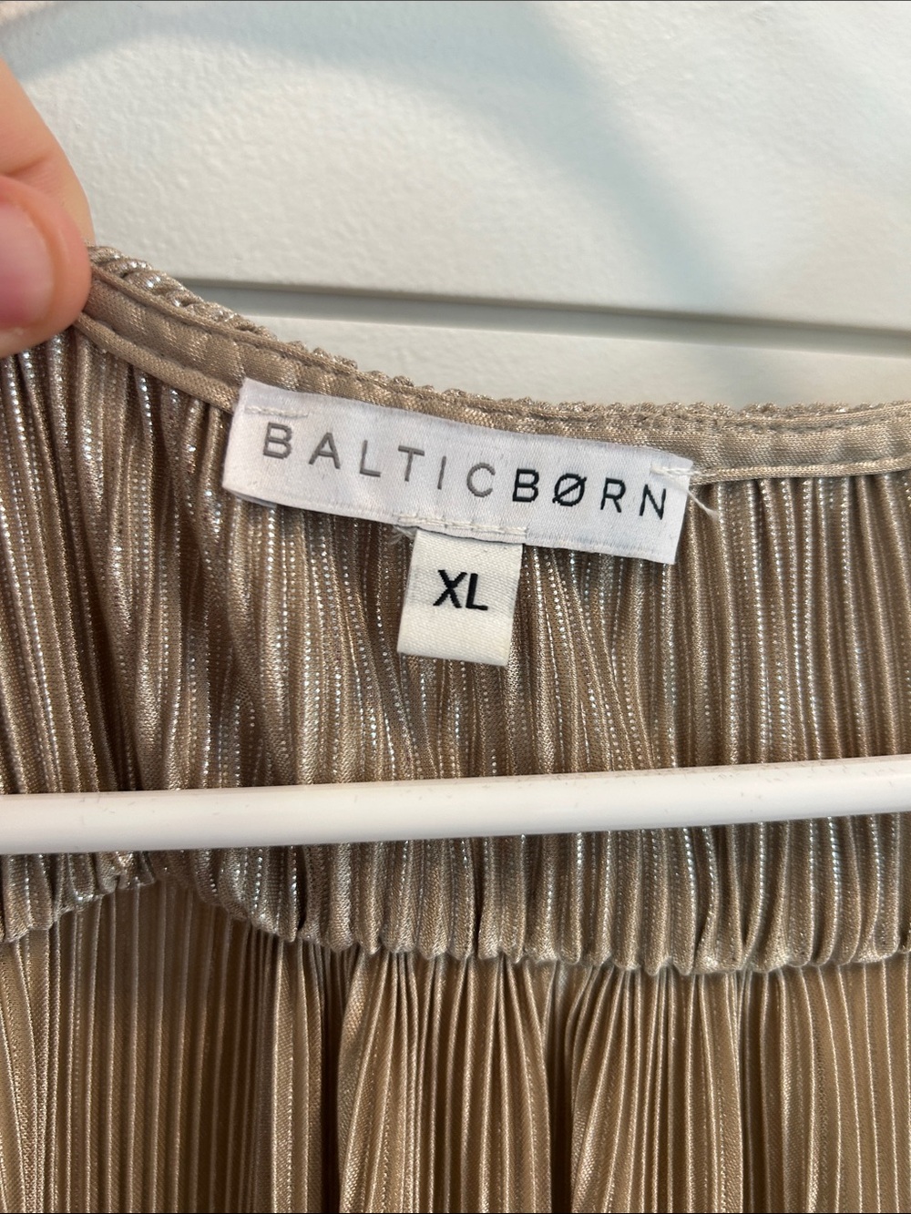 Baltic Born Metallic Pleated Maxi Skirt - Taupe Beige - Picture 2 of 3
